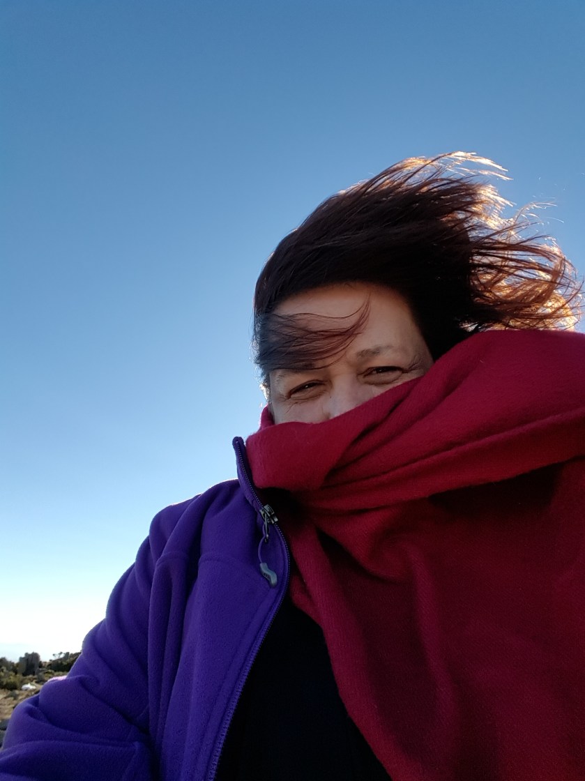 photo of author rugged up to eyeballs